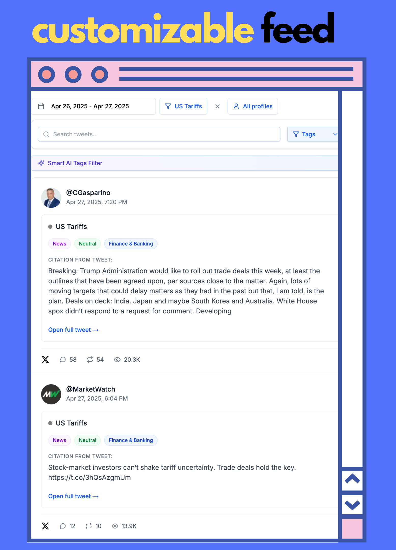 Purefeed - extract signals from X